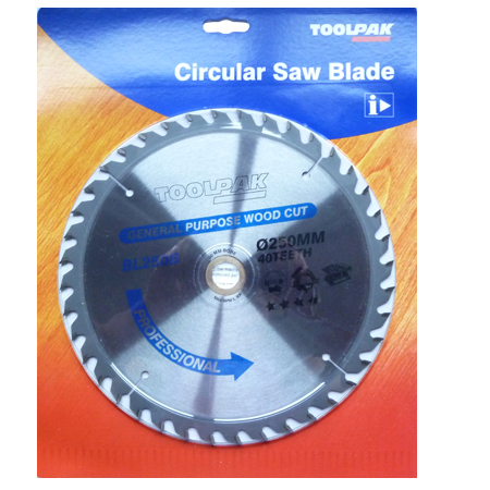 TCT Circular Saw Blade 250mm x 30mm x 40T Professional Toolpak 